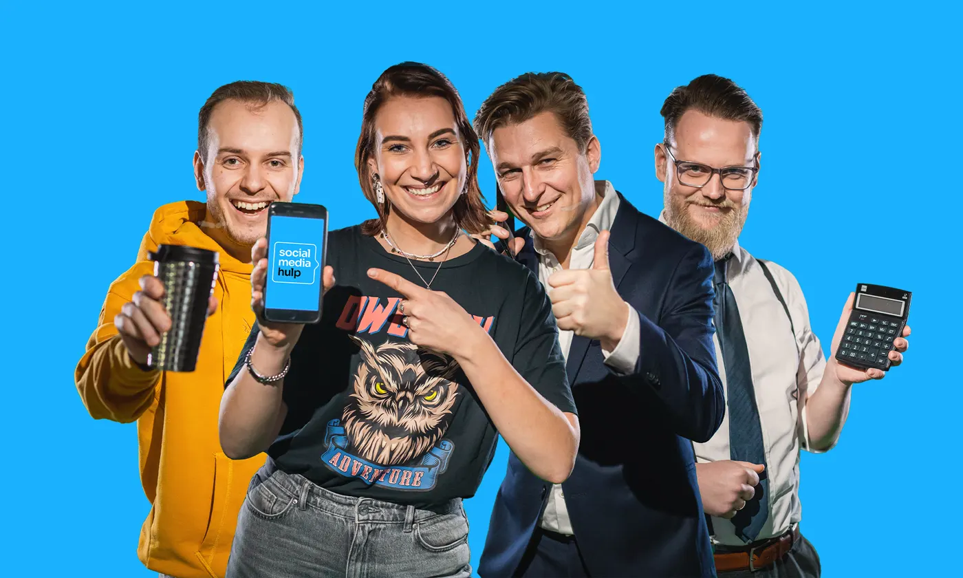 Mensen op een rij met attributen
